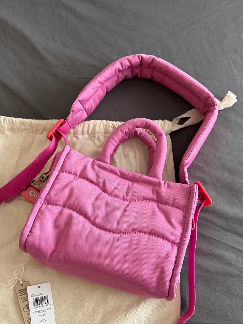 Coach Coachtopia Mini Puffy Tote in Bright Magenta - Picture 7 of 8